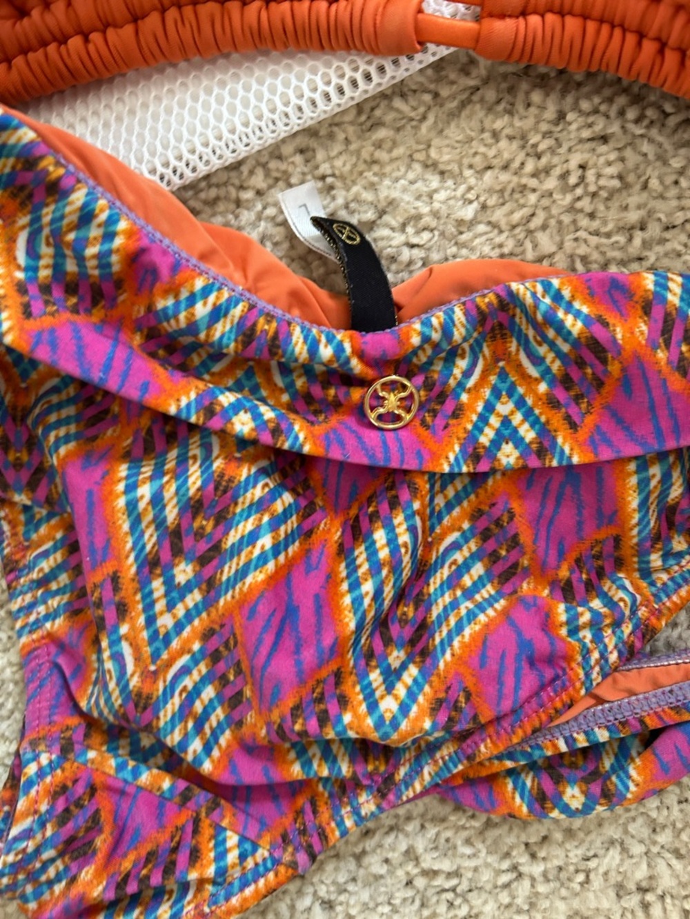 Vix Rust Orange d cup Triangle Bikini Set with Multicolor Print Bottom L - Picture 6 of 7